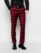 Heart & Dagger Ombre Check Suit Trousers In Super Skinny Fit - Red