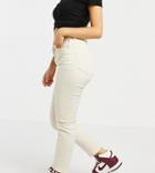 Stradivarius Organic Cotton Petite Slim Mom Jean With Stretch In Ecru-white