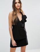Asos Ponte Top With Bow Detail - Black