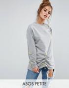 Asos Petite Sweat With Toggle Ruched Detail - Gray