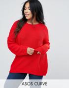 Asos Curve Oversized Chunky Sweater - Red