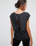 Selected Irina Short Sleeve Top With Wrap Back Opening - Black