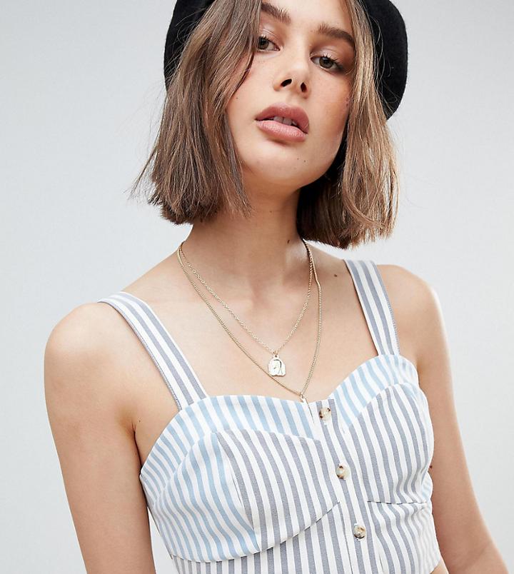 Reclaimed Vintage Inspired Stripe Button Through Crop Top - Multi