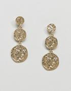 Pieces Hammered Gold Plated Disc Earrings - Gold