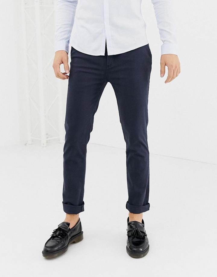 Kronstadt Stretch Cotton Slim Fit Chinos - Navy