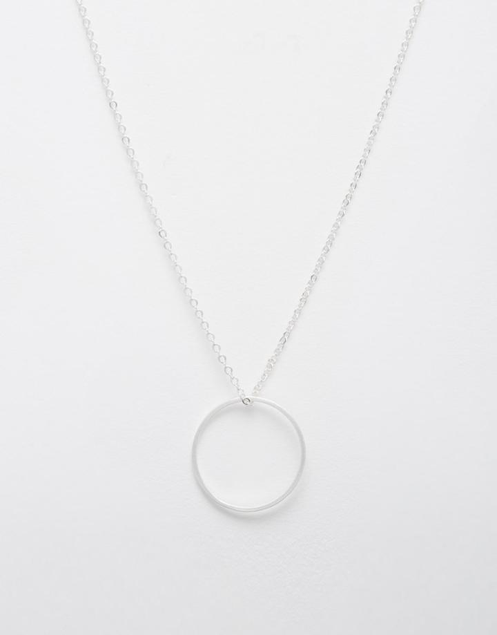Pilgrim Open Circle Long Pendant Necklace - Silver