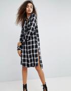 Blank Nyc Old Polaroid Long Check Shirt - Black