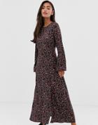 Pull & Bear Maxi Dress In Ditsy Print - Black