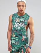 Hype Dropped Armhole Tank With Print - Blue