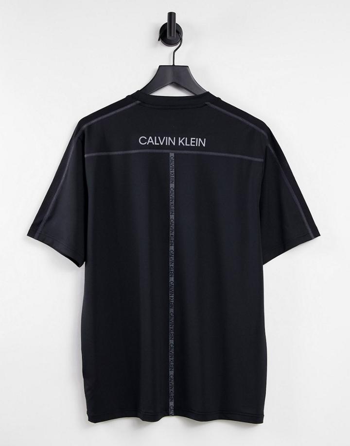 Calvin Klein Performance Taping Logo T-shirt In Black
