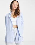 Topshop Woven Shirt In Pale Blue-blues