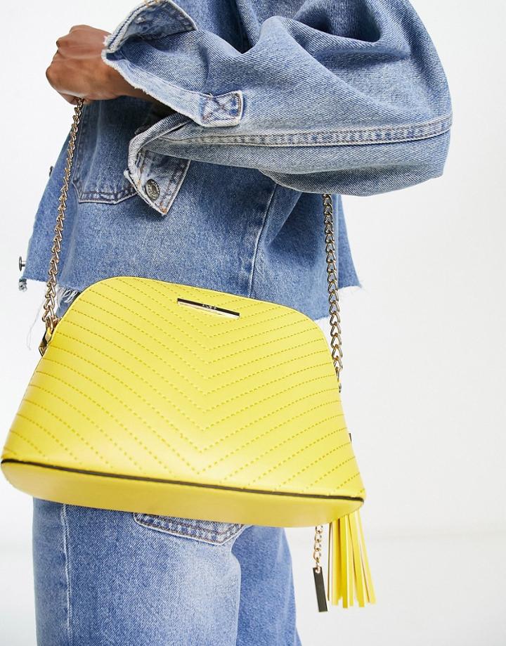 Aldo Adassi Cross Body Bag In Yellow Chevron