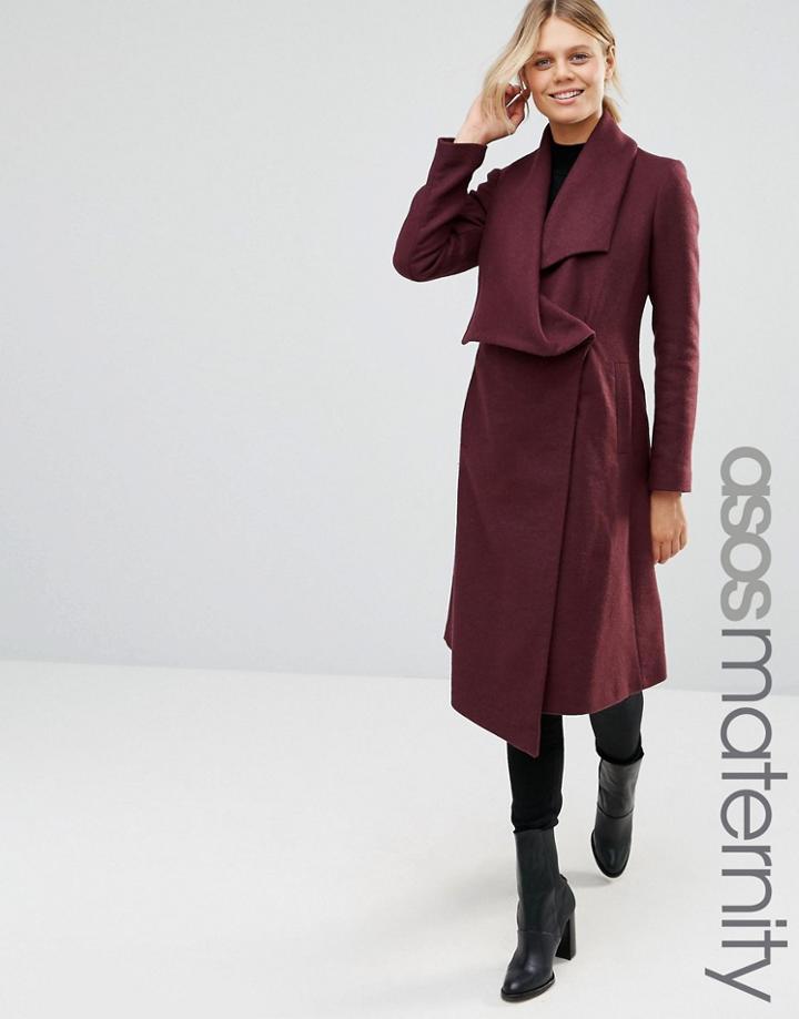 Asos Maternity Trapeze Waterfall Coat - Red