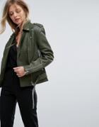 Y.a.s Croc Leather Jacket - Green