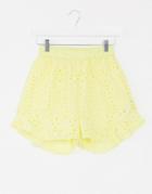Missguided Two-piece Broderie Frill Hem Shorts In Yellow