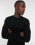 New Look Crew Neck Knitted Sweater In Black