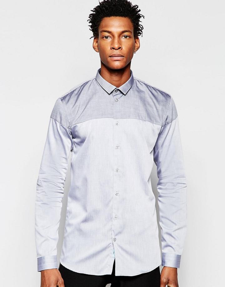 Minimum Contrast Yoke Shirt - Blue