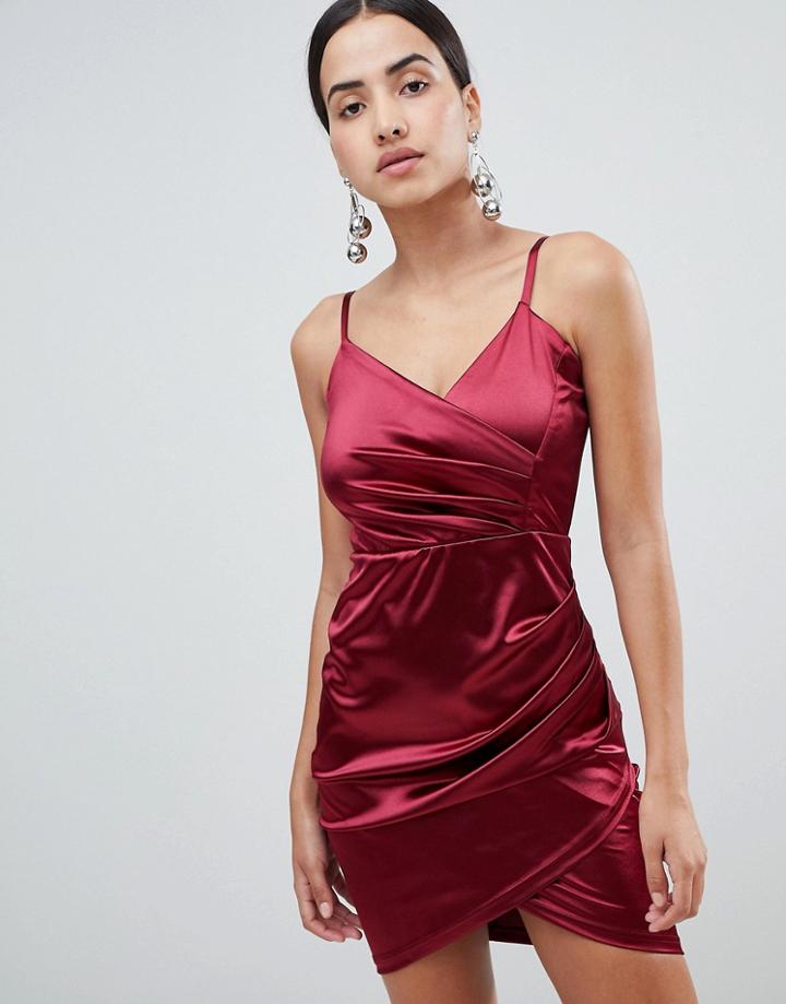 Ax Paris Wrap Front Mini Dress - Purple