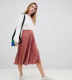 Asos Design Petite Pleated Midi Skirt In Jersey Crepe - Multi