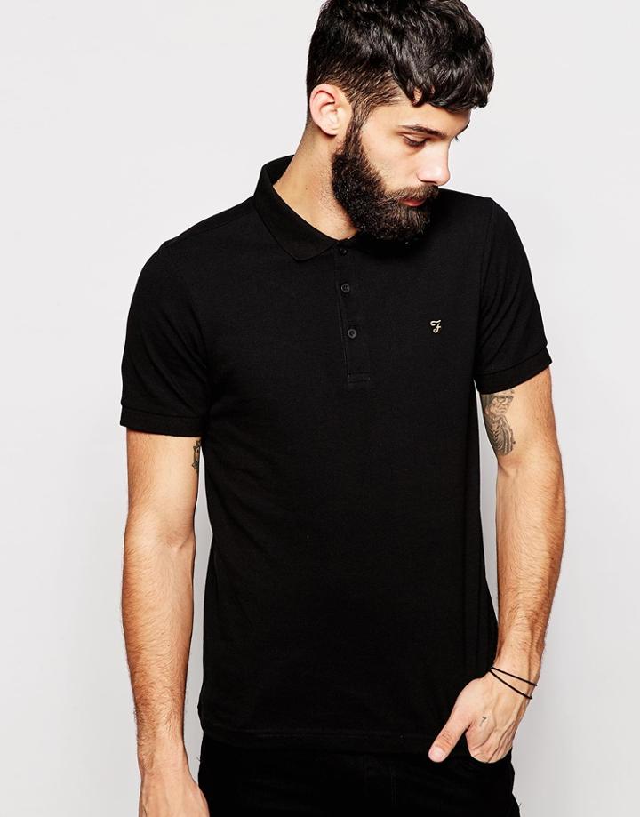 Farah Polo Shirt With F Logo - Black