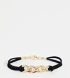 Glamorous Cord Leather Bracelet With Gold Interlinking Chain