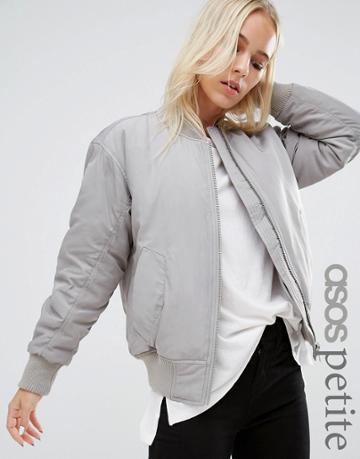Asos Petite Luxe Padded Bomber Jacket - Gray