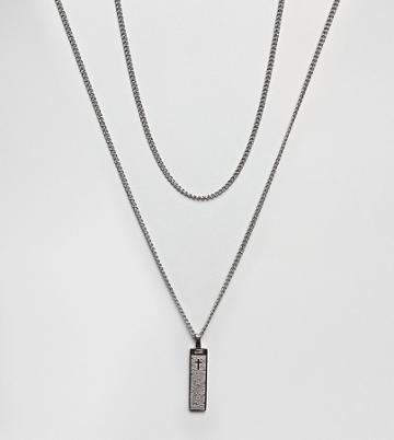 Seven London Silver Cross Dog Tag & Chain Necklace In 2 Pack Exclusive To Asos - Silver