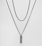 Seven London Silver Cross Dog Tag & Chain Necklace In 2 Pack Exclusive To Asos - Silver