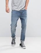 Rollas Stubs Cropped Jeans Stoned Authentic Wash - Blue