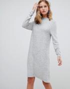Only Brushed Knitted Mini Sweater Dress In Gray