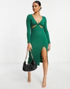 Parallel Lines Cut Out Midi Dress In Green