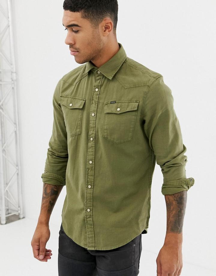 G-star Slim Fit 3301 Shirt In Khaki-green