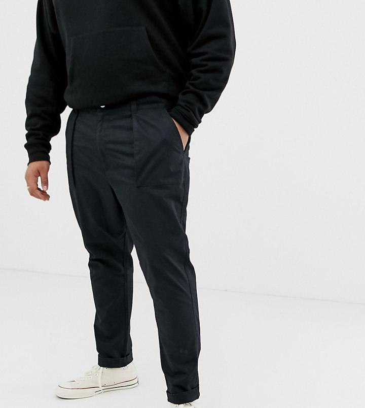 Collusion Plus Tapered Fit Chino In Black - Black