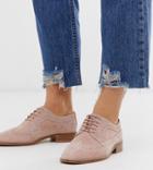 Asos Design Wide Fit Mai Tai Leather Brogues In Blush-pink