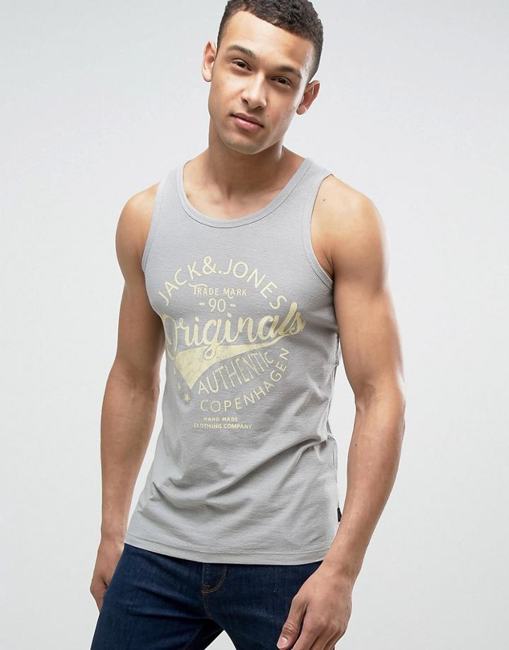 Jack & Jones Originals Tank With Graphic Print - Gray