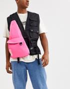 Asos Design Cross Body Harness Bag In Neon Pink