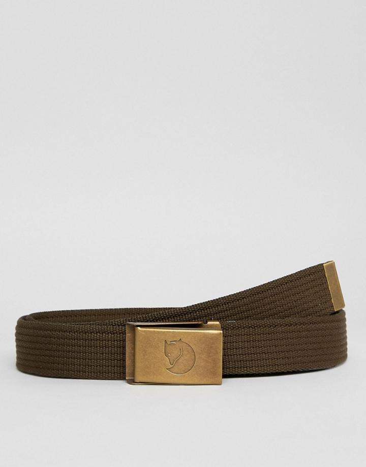 Fjallraven Canvas Belt With Brass Buckle - Green