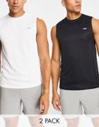 Asos 4505 Icon Training Sleeveless T-shirt With Quick Dry 2 Pack In Black-multi
