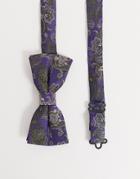 Twisted Tailor Bow Tie With Floral Paisley Jacquard In Purple