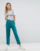 Asos Tailored Slim Pants With Split Cuff - Green