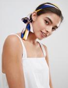 Asos Design Headband With Oversized Scarf Ties In Stripe Print - Multi