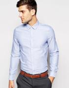 Asos Blue Oxford Shirt In Regular Fit With Long Sleeves - Blue
