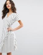 Vero Moda Striped Wrap Tea Dress - Multi