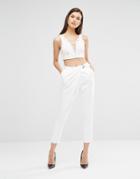 Lavish Alice Crossover D-ring Peg Leg Pants - White