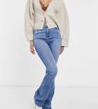 Asos Design Tall Hourglass High Rise 'lift And Contour' Flare Jeans In Bright Midwash-blues