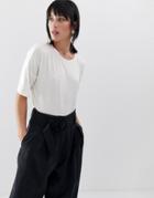 Mango 3/4 Length Oversized T Shirt In White - White