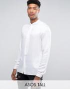 Asos Tall Regular Fit Shirt In White With Pussy Bow - White