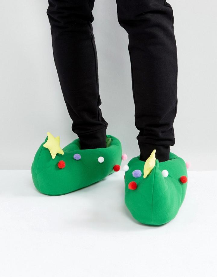 Dunlop Holidays Tree Slippers - Green