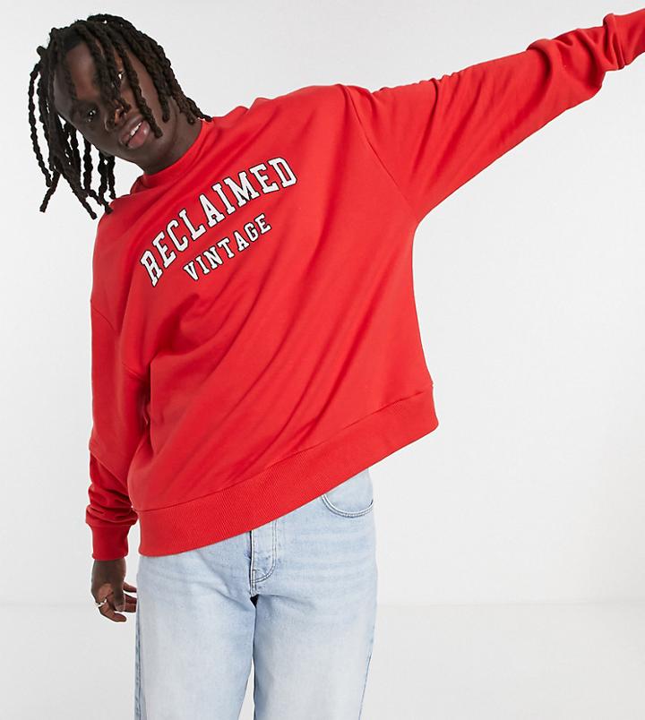 Reclaimed Vintage Inspired Varsity Sweatshirt In Red