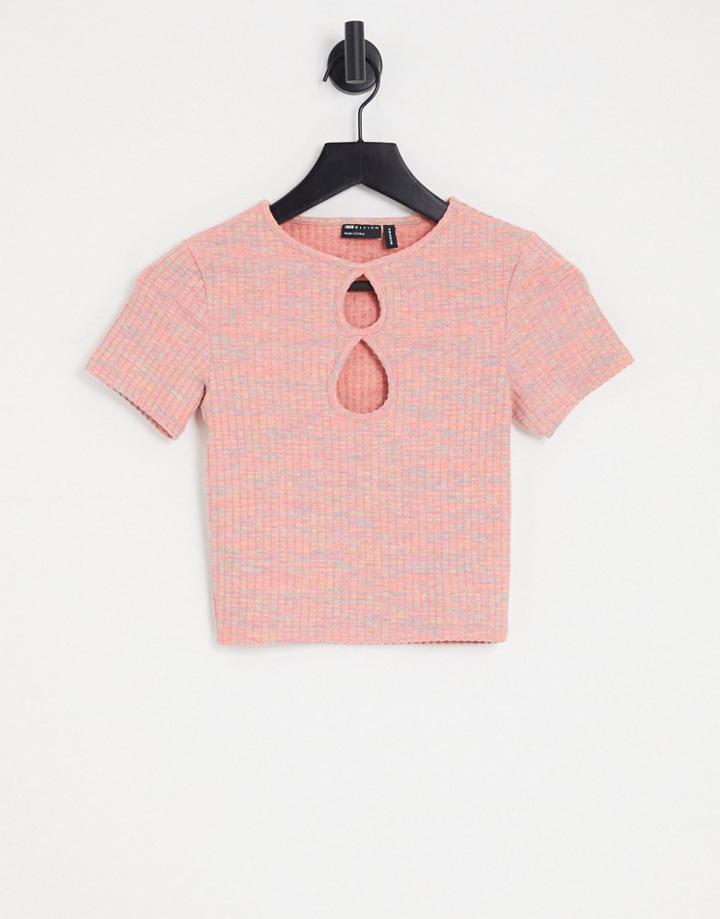 Asos Design Top With Double Keyhole In Space Dye-multi